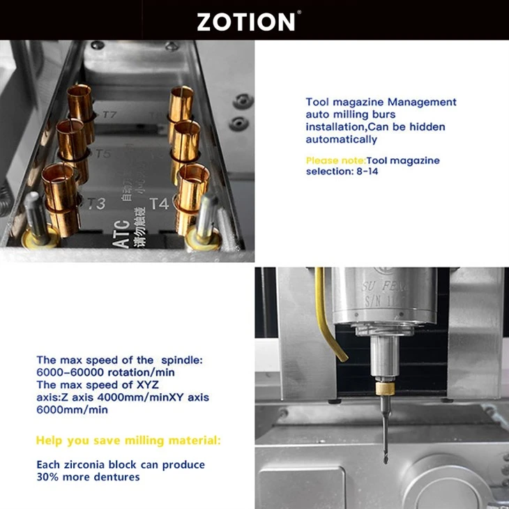 Zotion Dental Milling Machine / Dental Equipment 5 Axis Cad Cam System